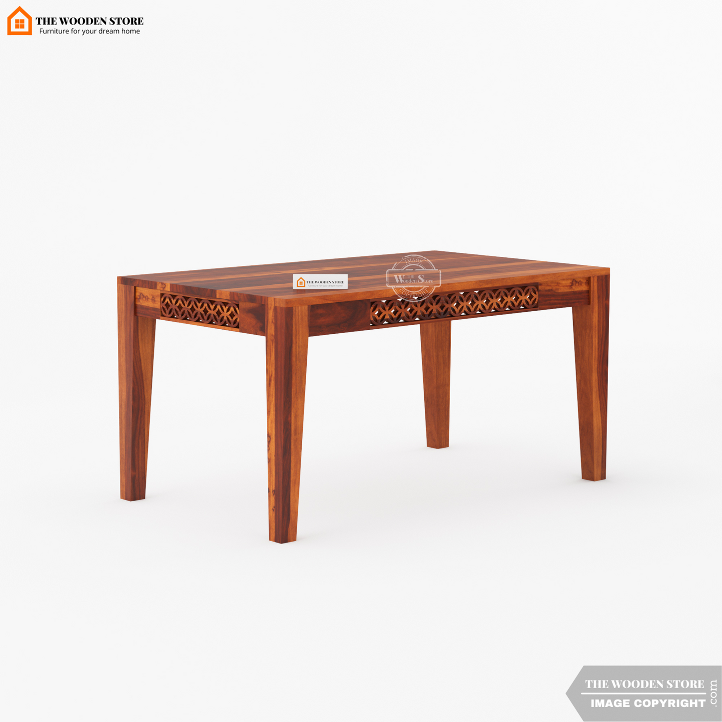 Daffy 6 Seater Dining Table (Honey Finish)