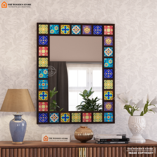 Bohemian Mirror With Frame (Walnut Finish)