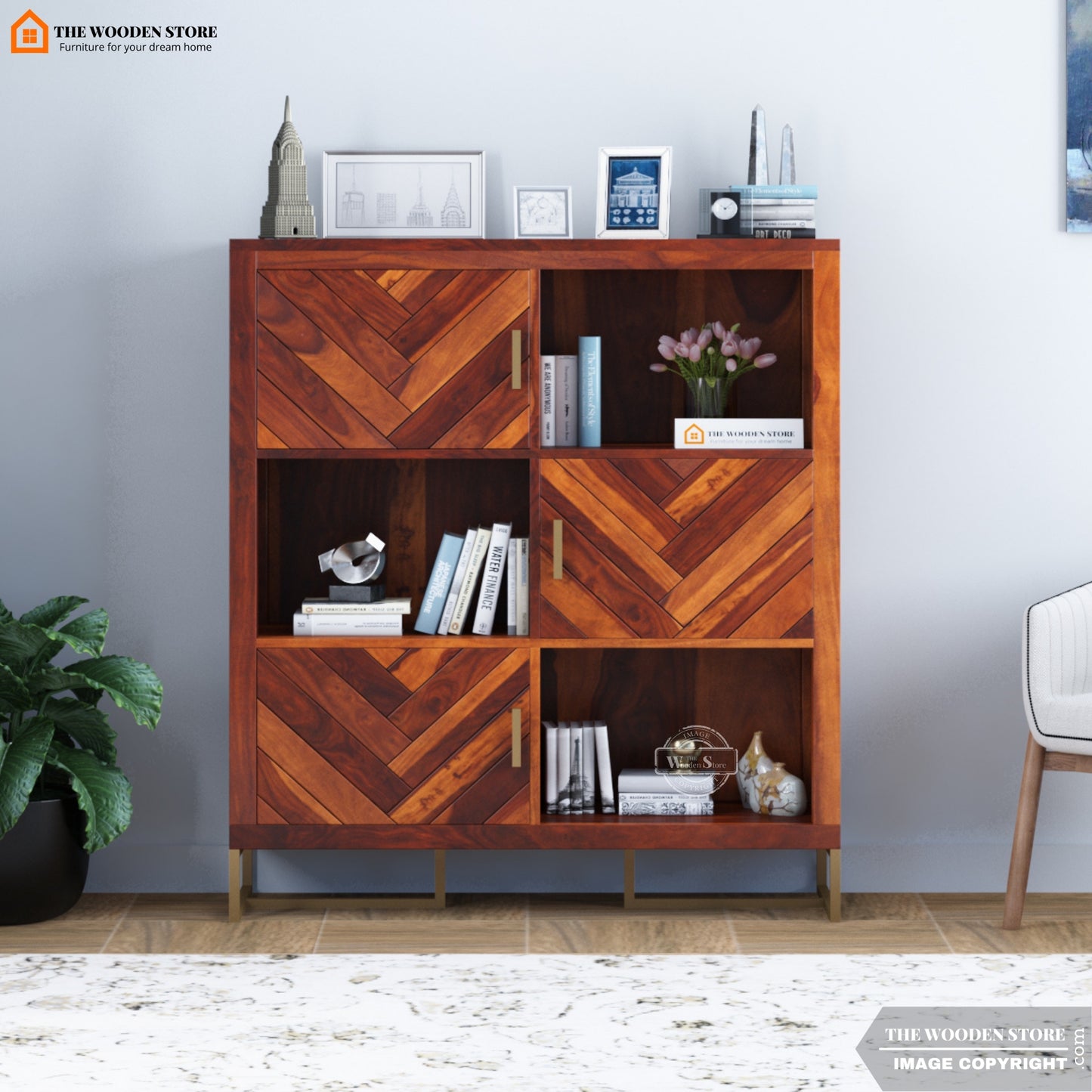 Kyron Book Shelf (Honey Finish)