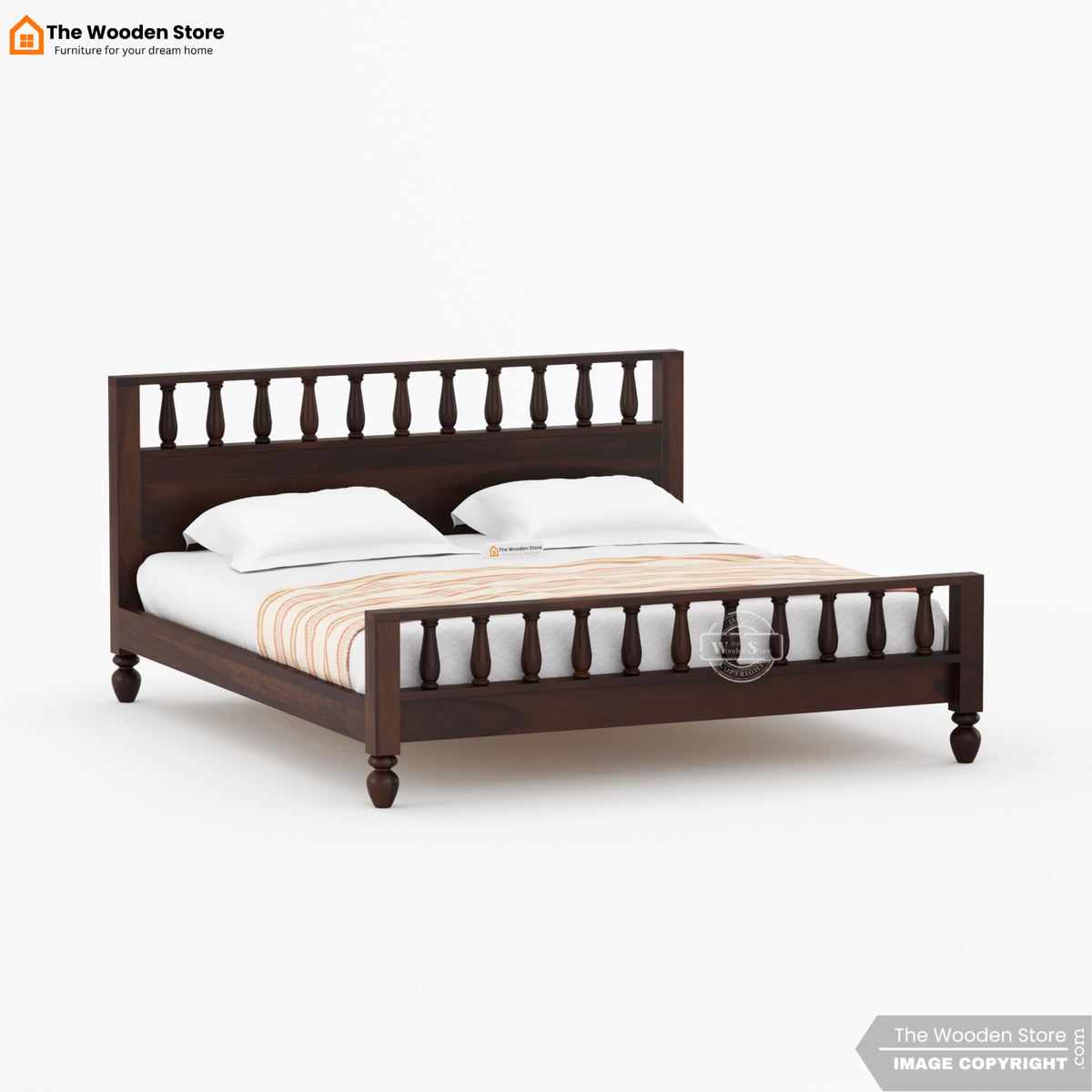 Albus Bed without Storage (King Size, Walnut Finish)