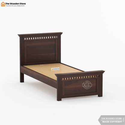 Donald Single Bed Without Storage (Walnut Finish)