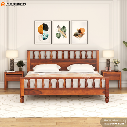 Albus Bed without Storage (King Size, Honey Finish)