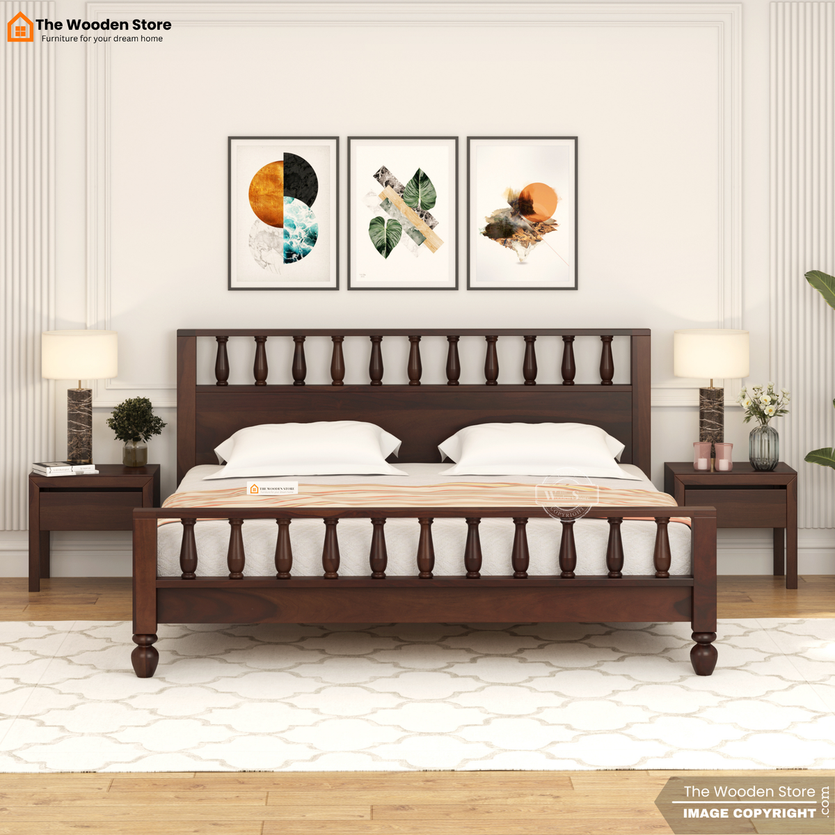 Albus Bed without Storage (King Size, Walnut Finish)