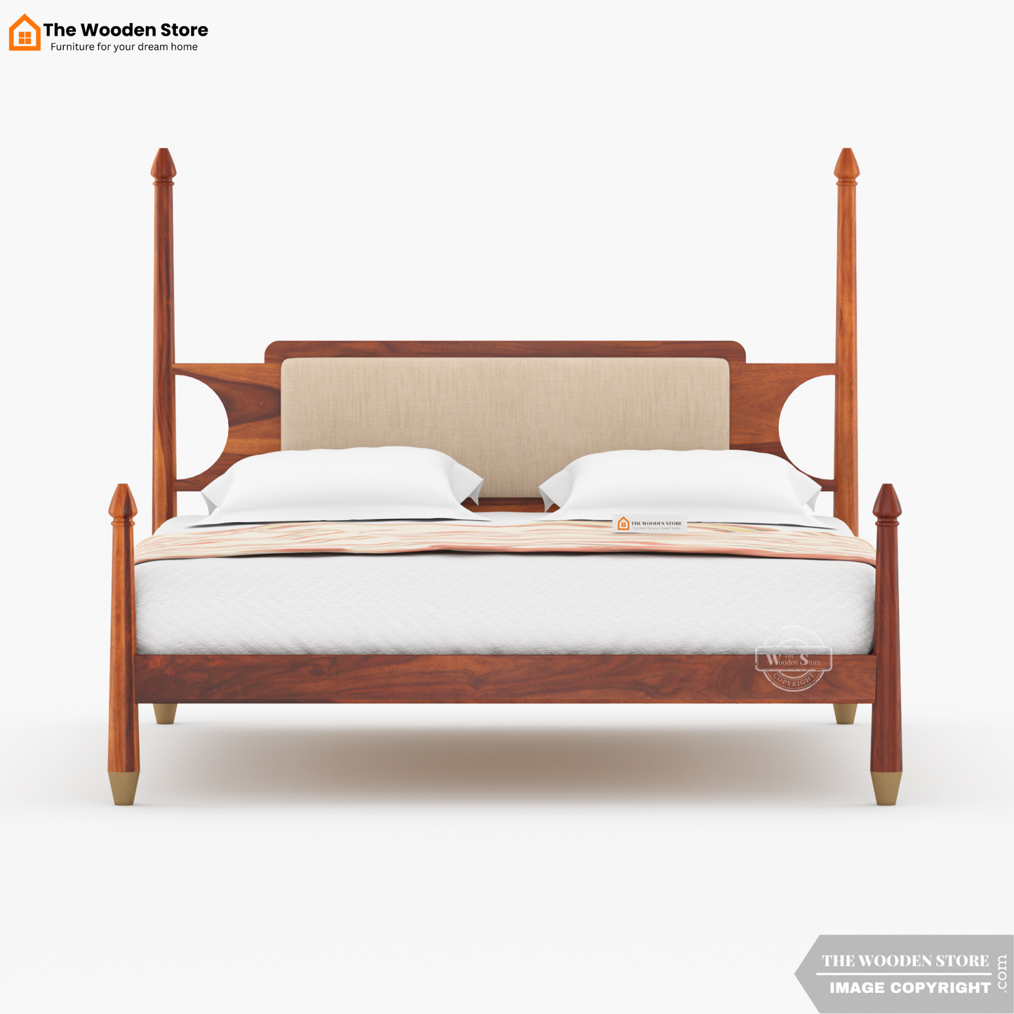 Belair Poster Bed without Storage (Queen Size, Honey Finish)