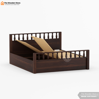 Albus Bed With Box Storage (King Size, Honey Finish)