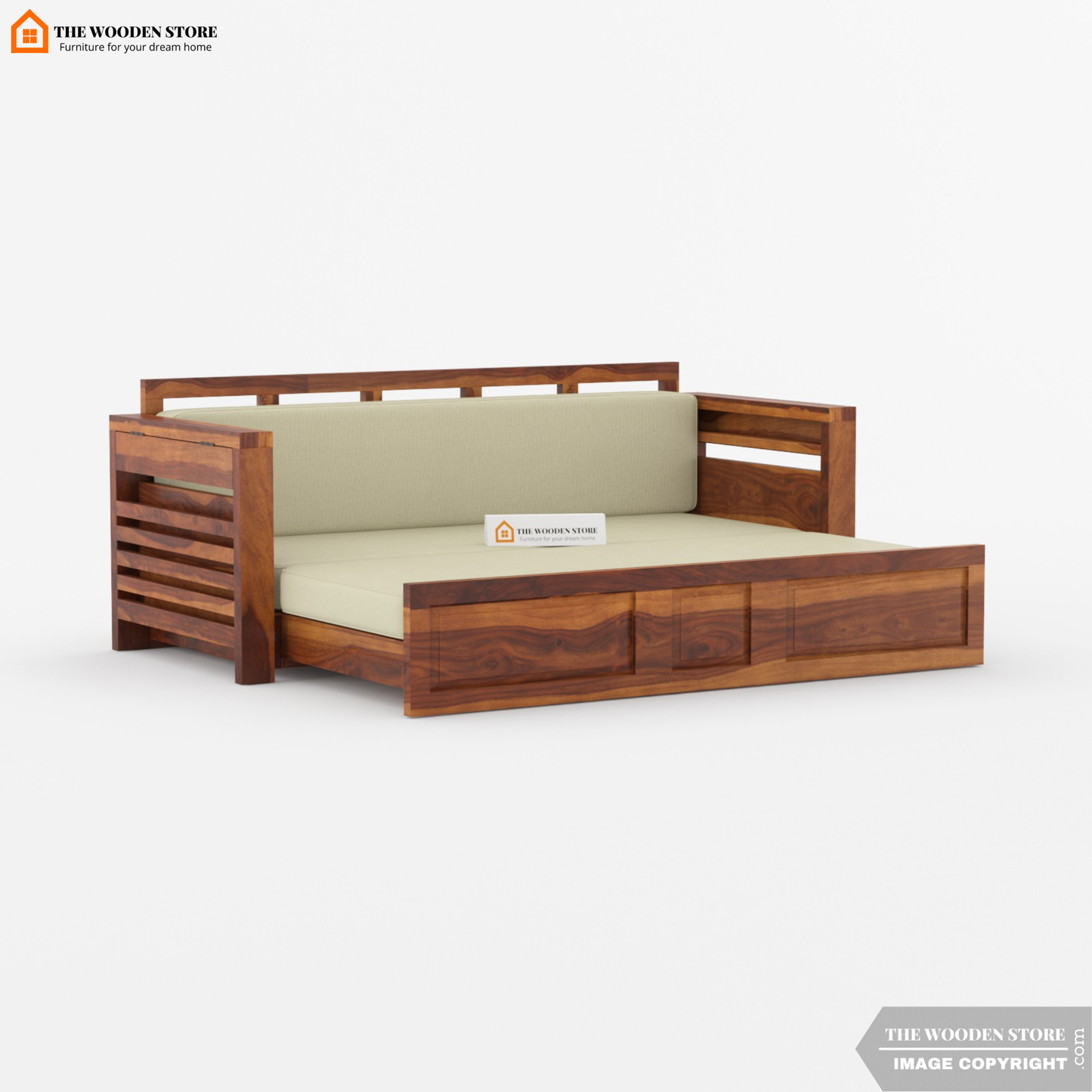 Casper Sofa Cum Bed (Honey Finish)