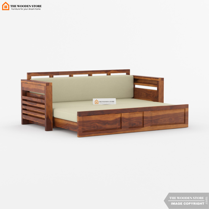 Casper Sofa Cum Bed (Honey Finish)