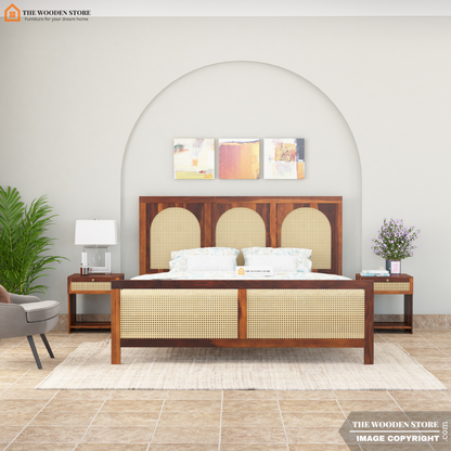 Olivia Double Bed Without Storage (King Size, Honey Finish)