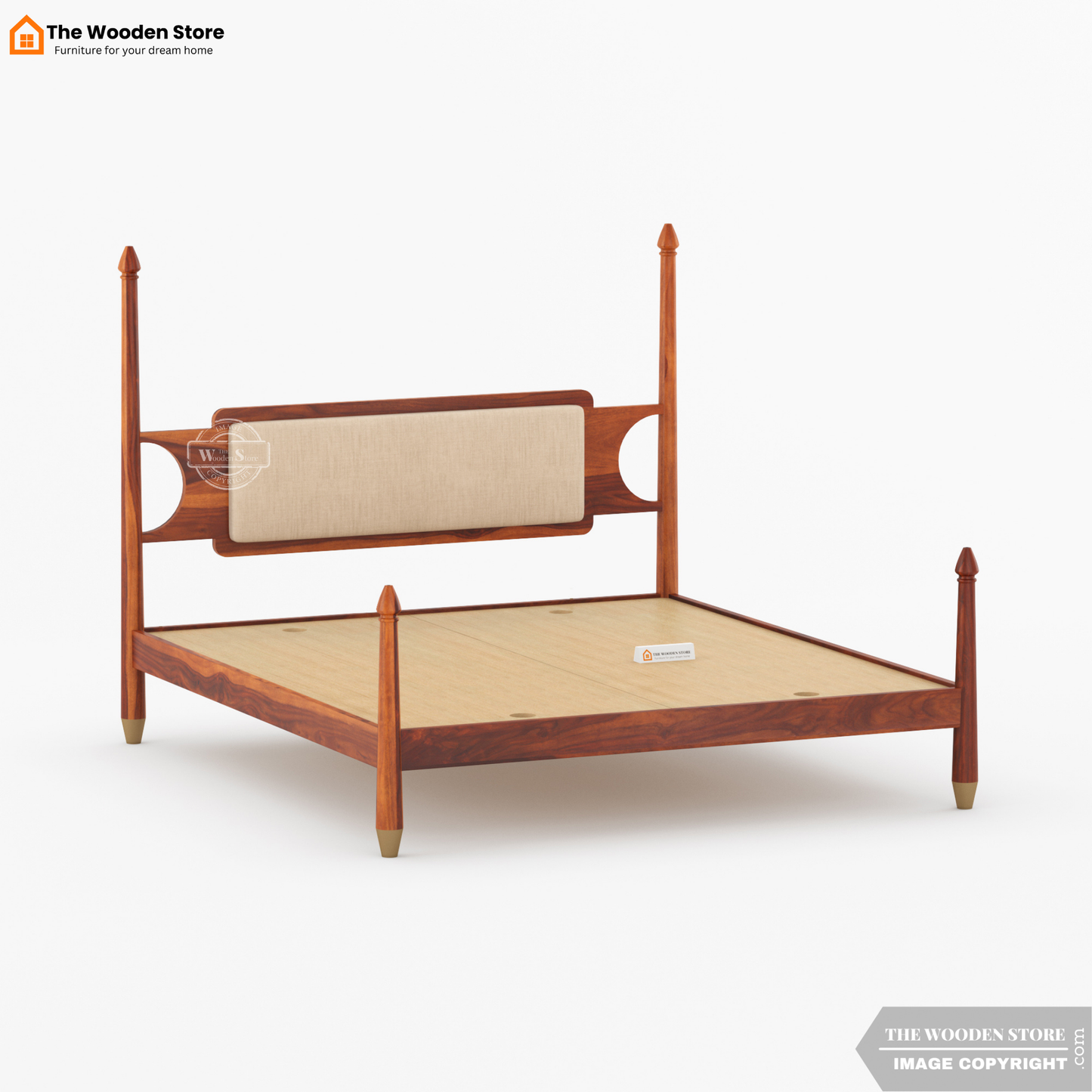 Belair Poster Bed without Storage (Queen Size, Honey Finish)