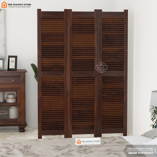 Vento 3 Panel Room Partition (Walnut Finish)