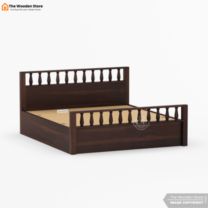 Albus Bed With Box Storage (King Size, Honey Finish)