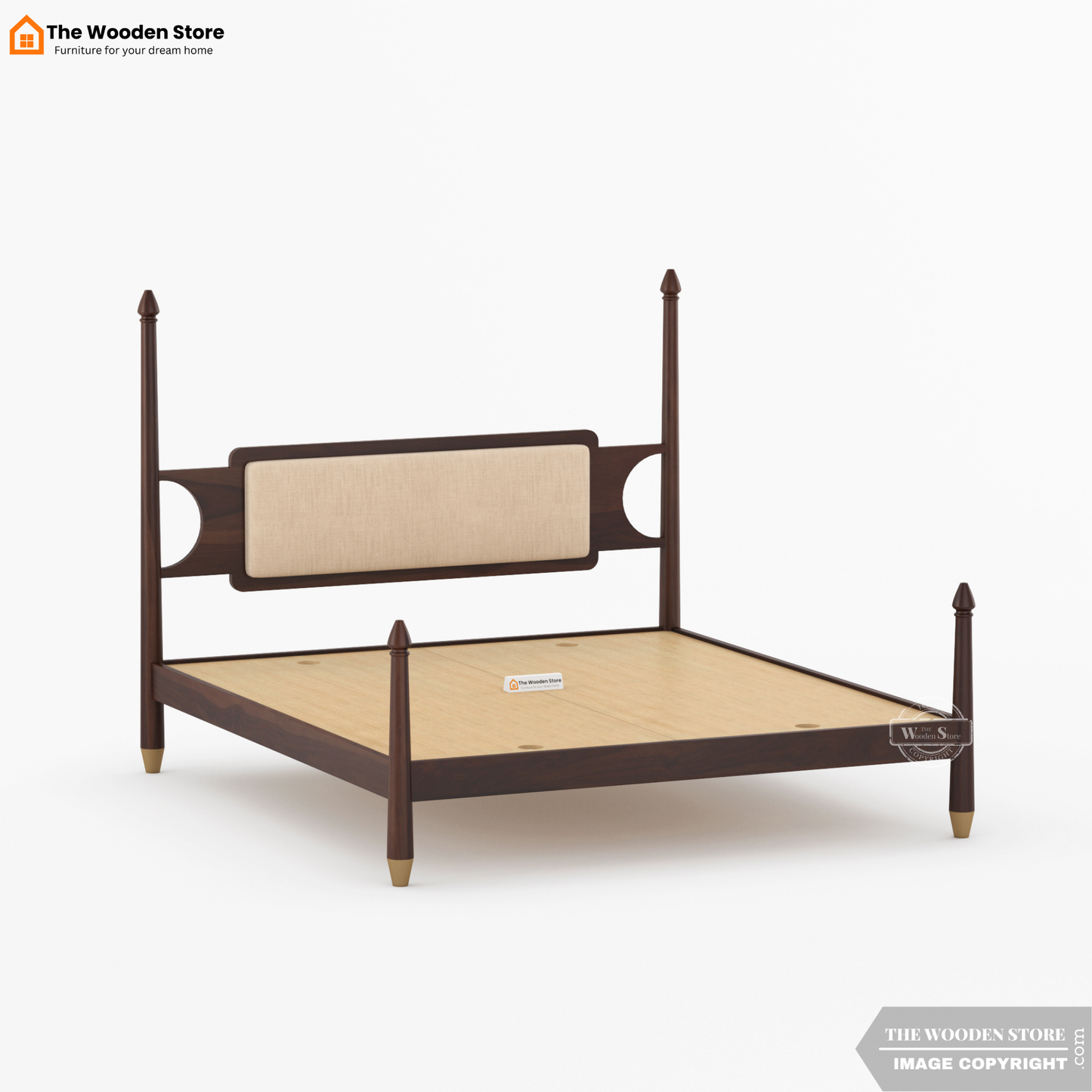 Belair Poster Bed without Storage (Queen Size, Walnut Finish)