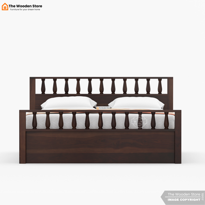 Albus Bed With Box Storage (King Size, Honey Finish)