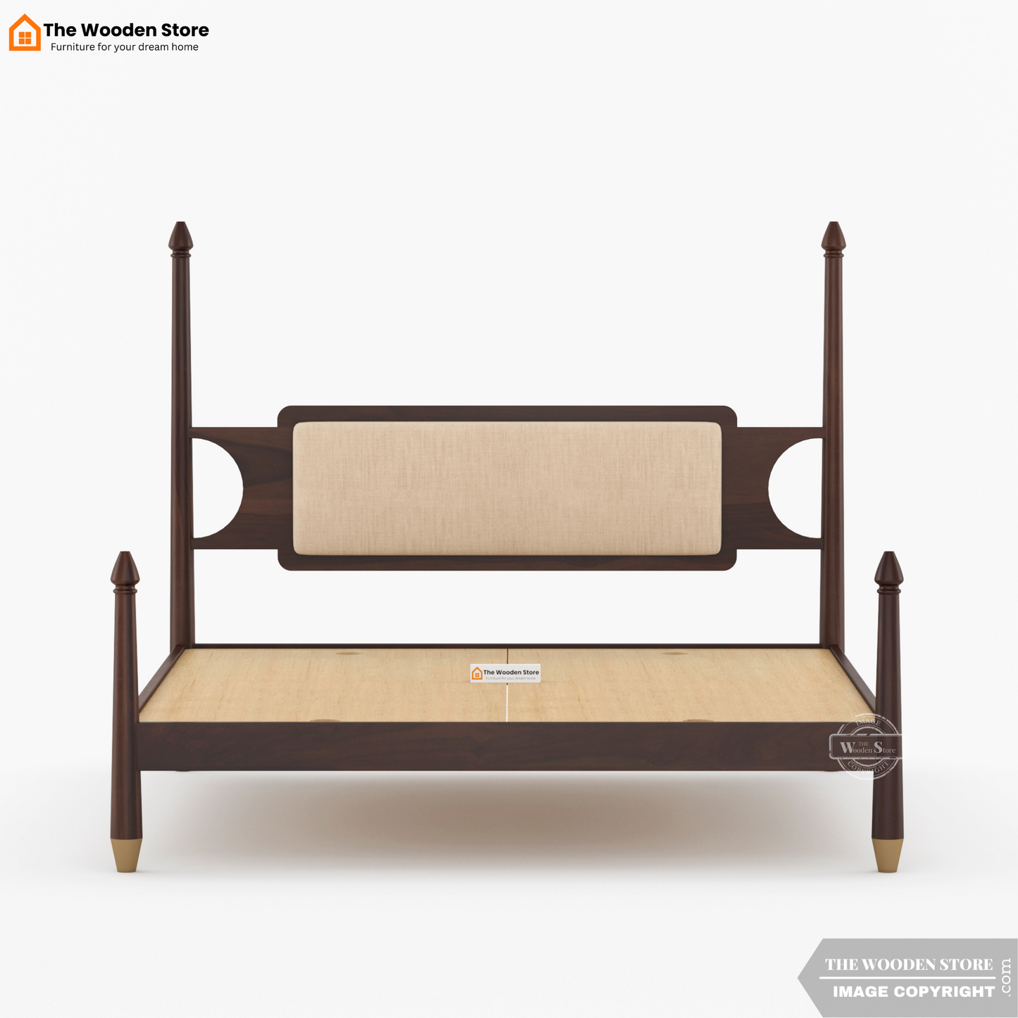 Belair Poster Bed without Storage (Queen Size, Walnut Finish)