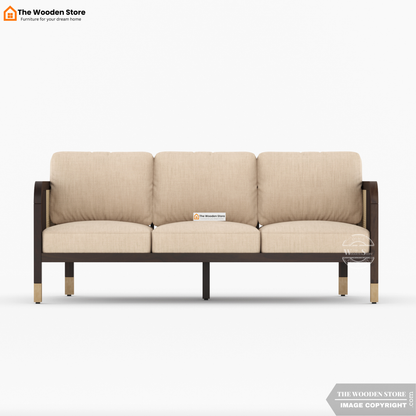 Petroski 3+1+1 Wooden Sofa Set With Cane (Walnut Finish)