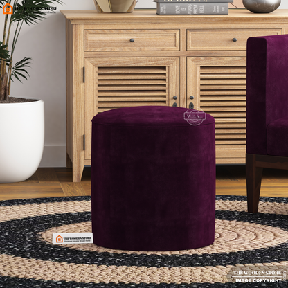 Dove Round Pouffe (Wine Berry)