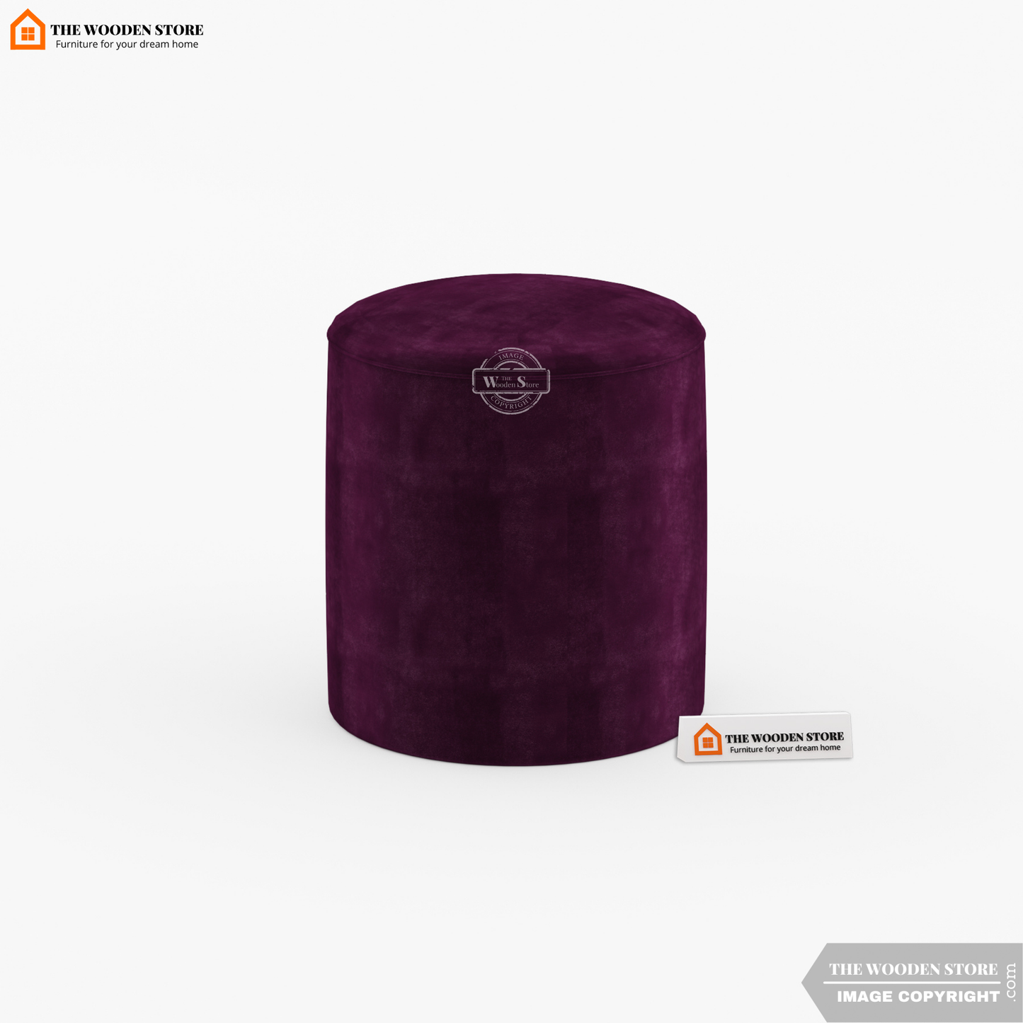Dove Round Pouffe (Wine Berry)