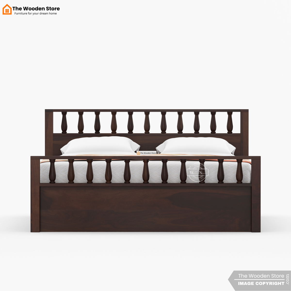 Albus Hydraulic Bed With Storage (King Size, Walnut Finish)
