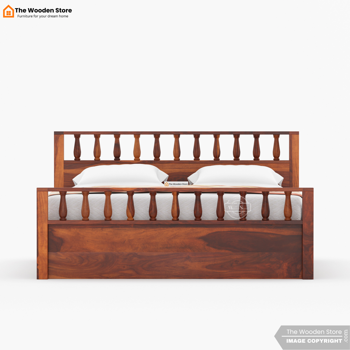 Albus Hydraulic Bed With Storage (King Size, Honey Finish)