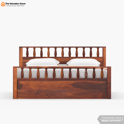 Albus Hydraulic Bed With Storage (King Size, Honey Finish)
