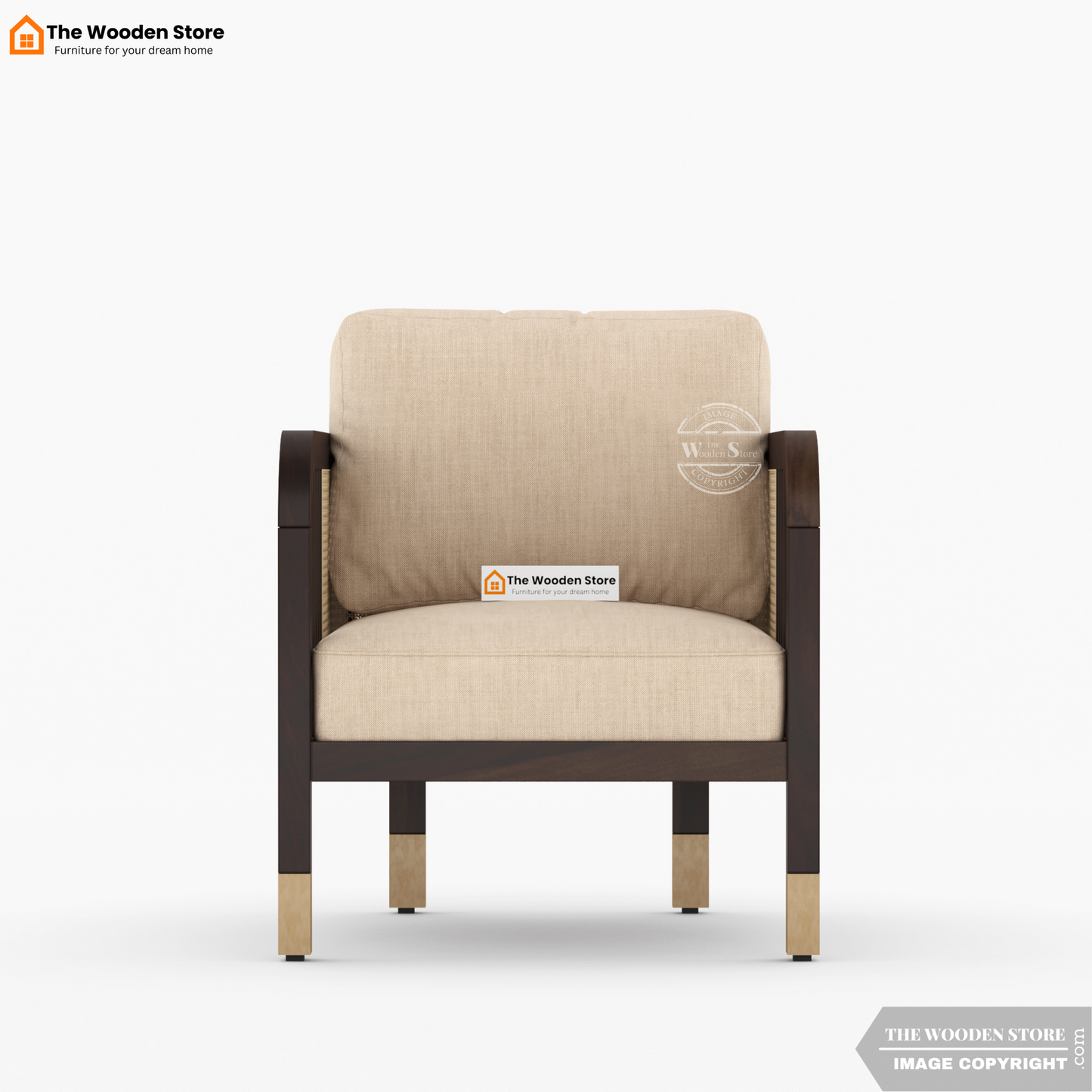 Petroski 3+1+1 Wooden Sofa Set With Cane (Walnut Finish)
