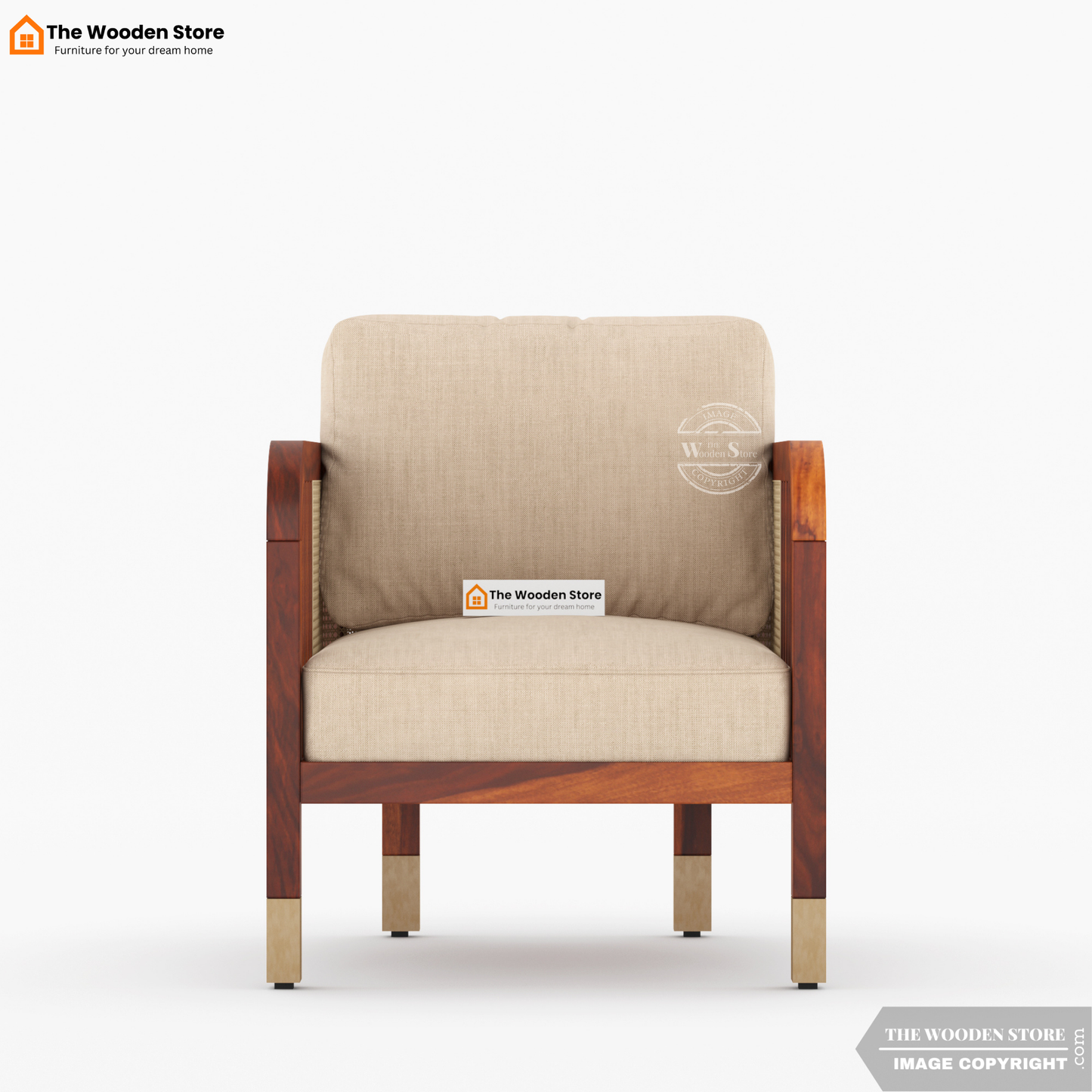 Petroski 3+1+1 Wooden Sofa Set With Cane (Honey Finish)