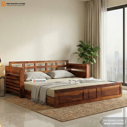 Casper Sofa Cum Bed (King Size, Honey Finish)