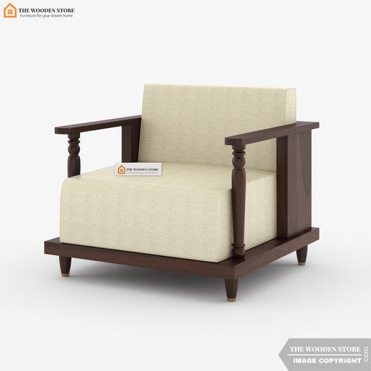 Gabriel 1 Seater Wooden Sofa (Walnut Finish)