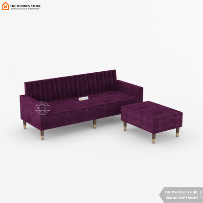Orner L-Shape Corner Fabric Sofa (Wine Berry)