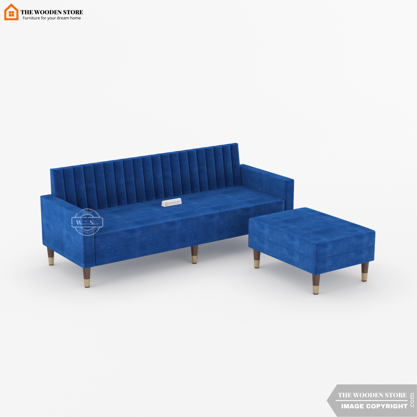 Orner L-Shape Corner Fabric Sofa (Marine Blue)