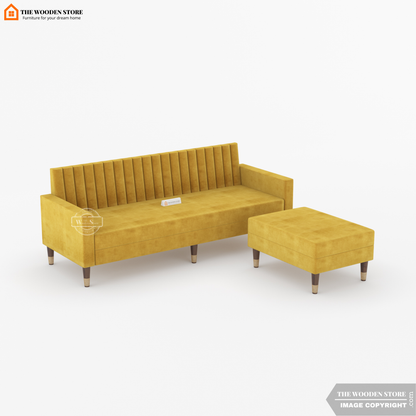 Orner L-Shape Corner Fabric Sofa (Orange Gold)