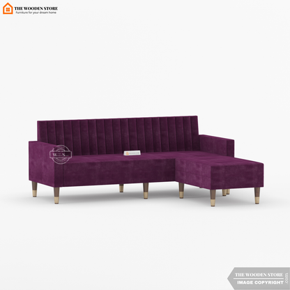 Orner L-Shape Corner Fabric Sofa (Wine Berry)