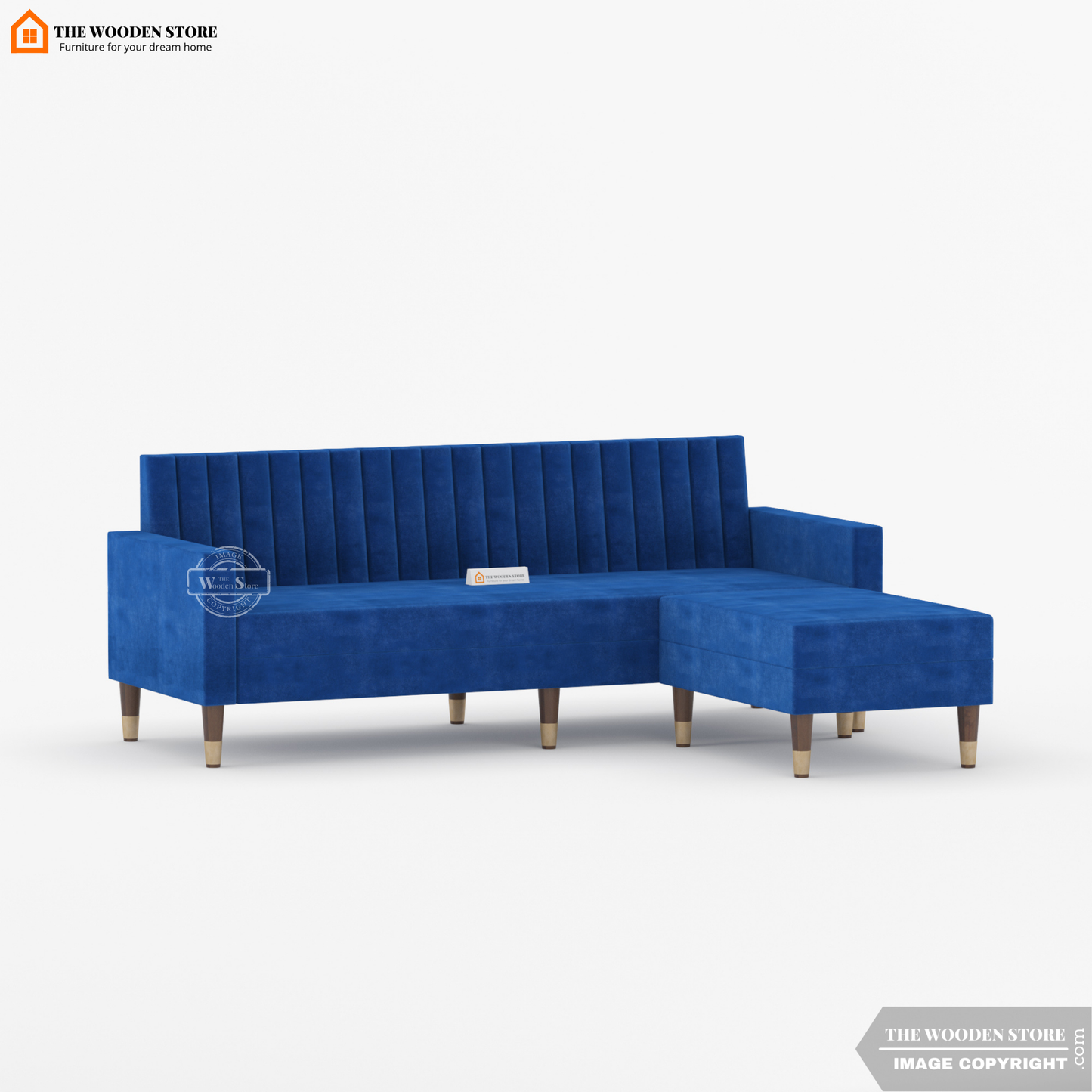 Orner L-Shape Corner Fabric Sofa (Marine Blue)