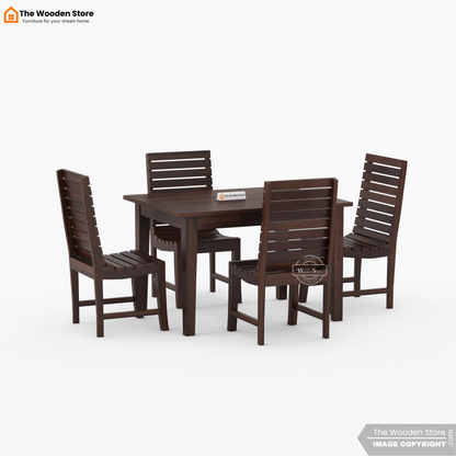 Glen 4 Seater Sheesham Wood Dining Set (Walnut Finish)