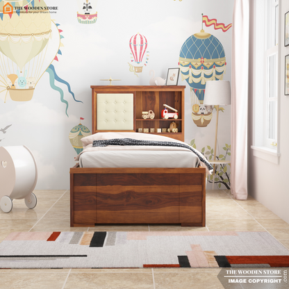 Nano Kids Trundle Bed With Storage (Honey Finish)