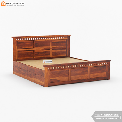 Donald Bed with Drawer Storage (King Size, Honey Finish)