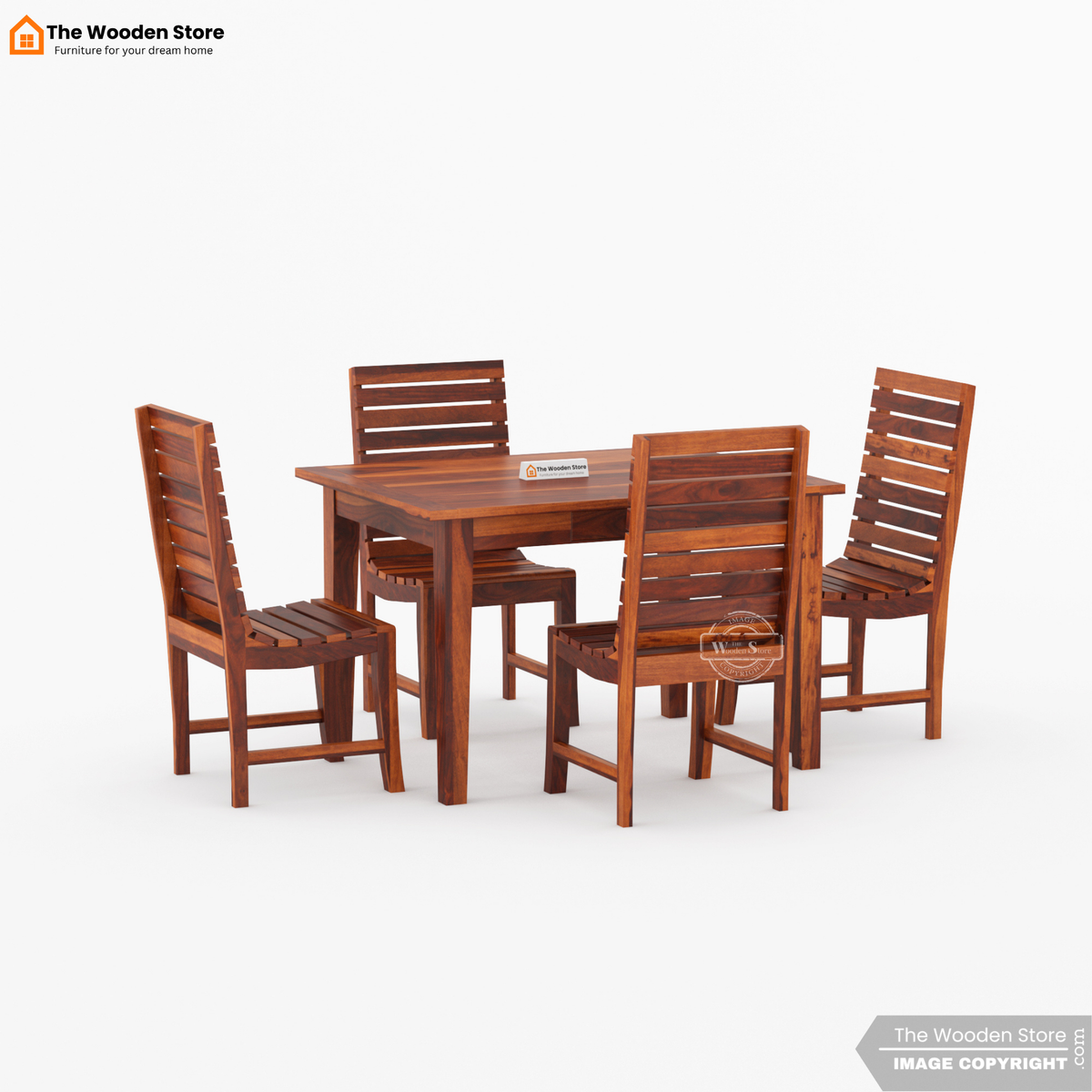Glen 4 Seater Sheesham Wood Dining Set (Honey Finish)