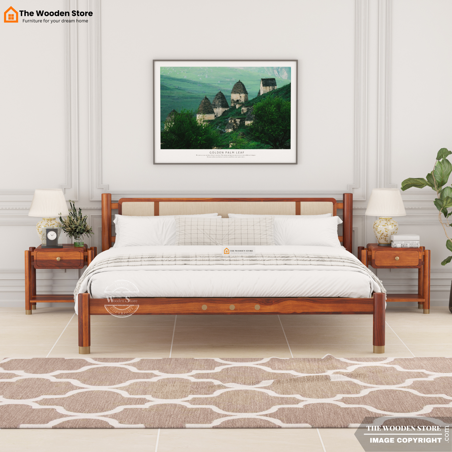 Ardin Bed without Storage (King Size, Honey Finish)