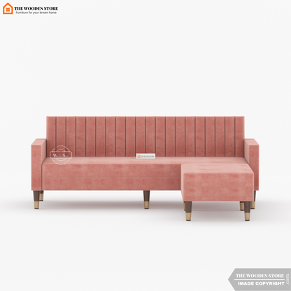 Orner L-Shape Corner Fabric Sofa (Blush Pink)
