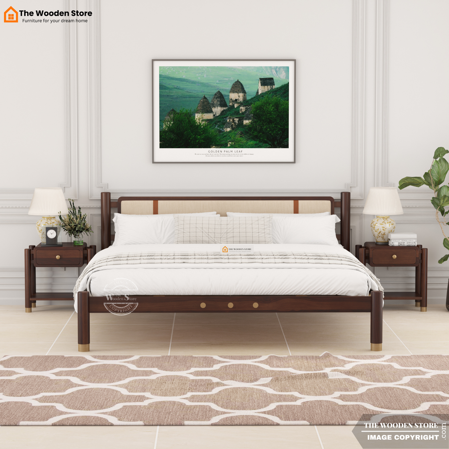 Ardin Bed without Storage (King Size, Walnut Finish)