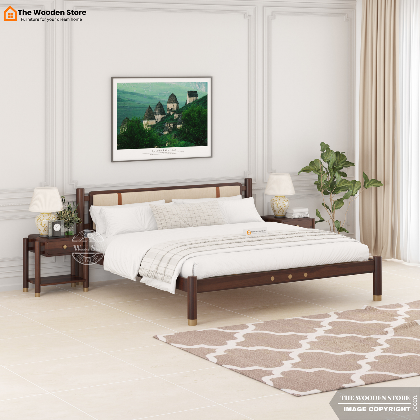 Ardin Bed without Storage (King Size, Walnut Finish)