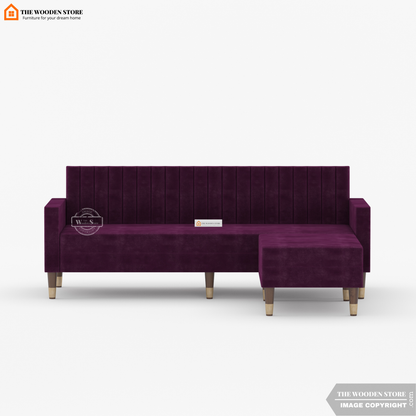 Orner L-Shape Corner Fabric Sofa (Wine Berry)
