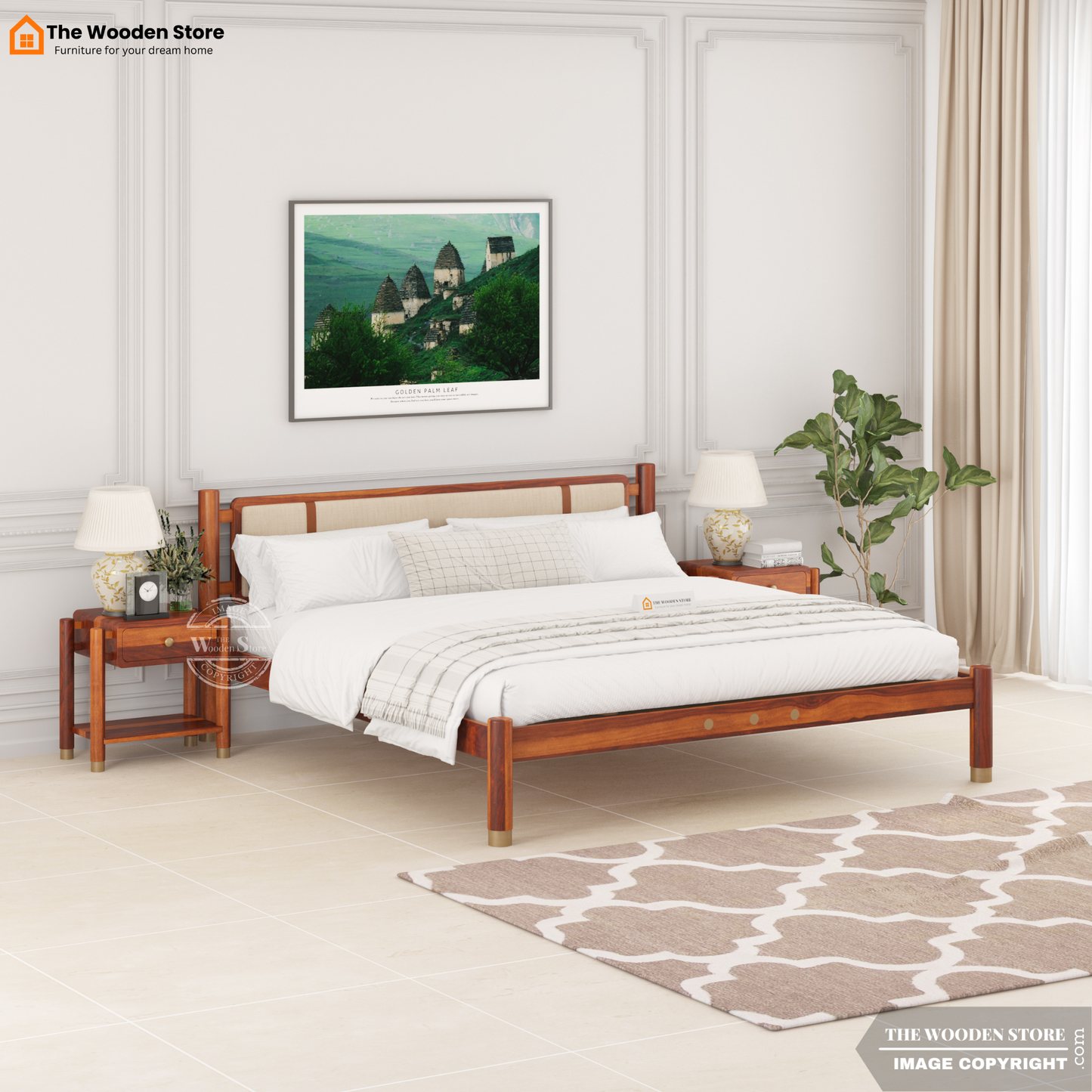 Ardin Bed without Storage (King Size, Honey Finish)
