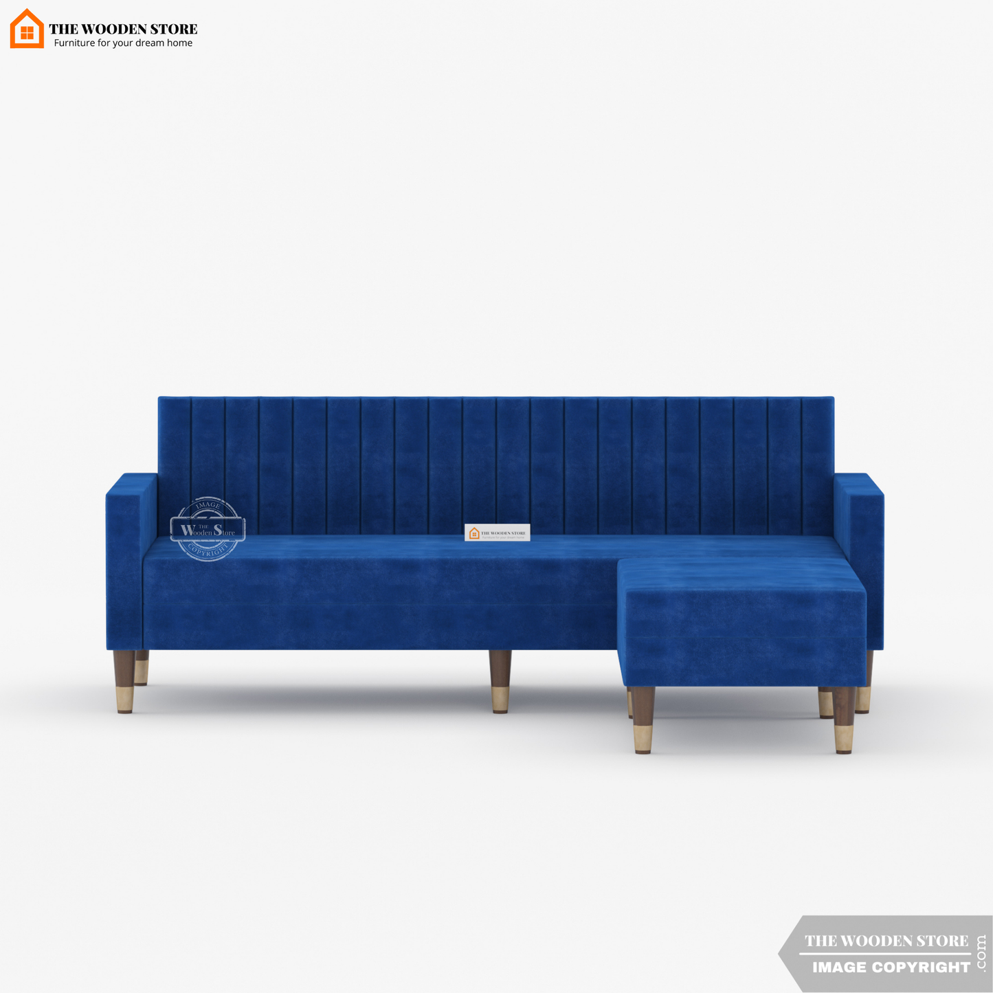 Orner L-Shape Corner Fabric Sofa (Marine Blue)