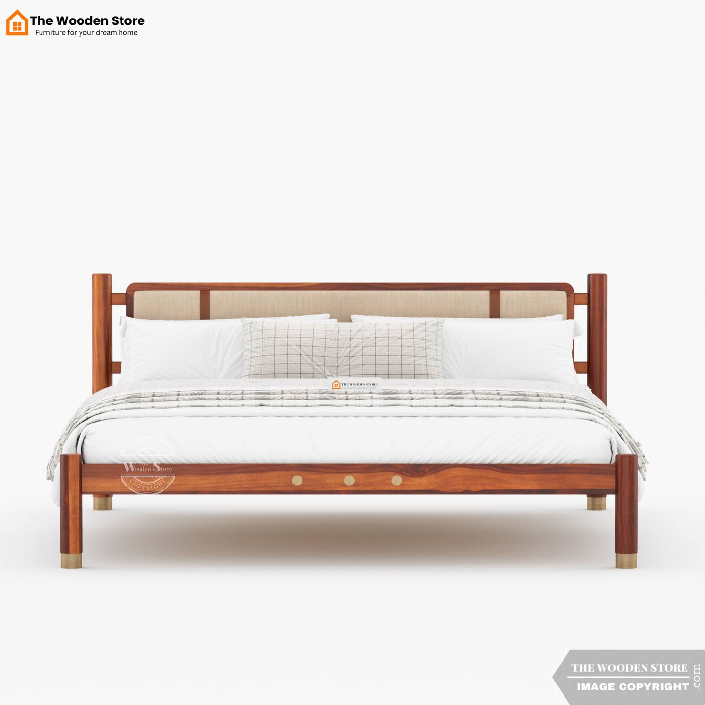 Ardin Bed without Storage (King Size, Honey Finish)