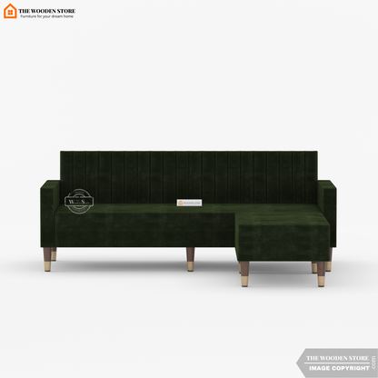 Orner L-Shape Corner Fabric Sofa (Olive Green)