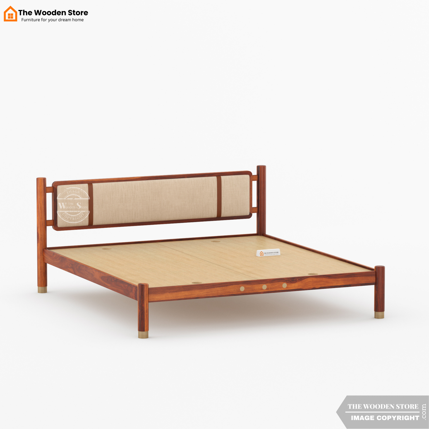 Ardin Bed without Storage (King Size, Honey Finish)