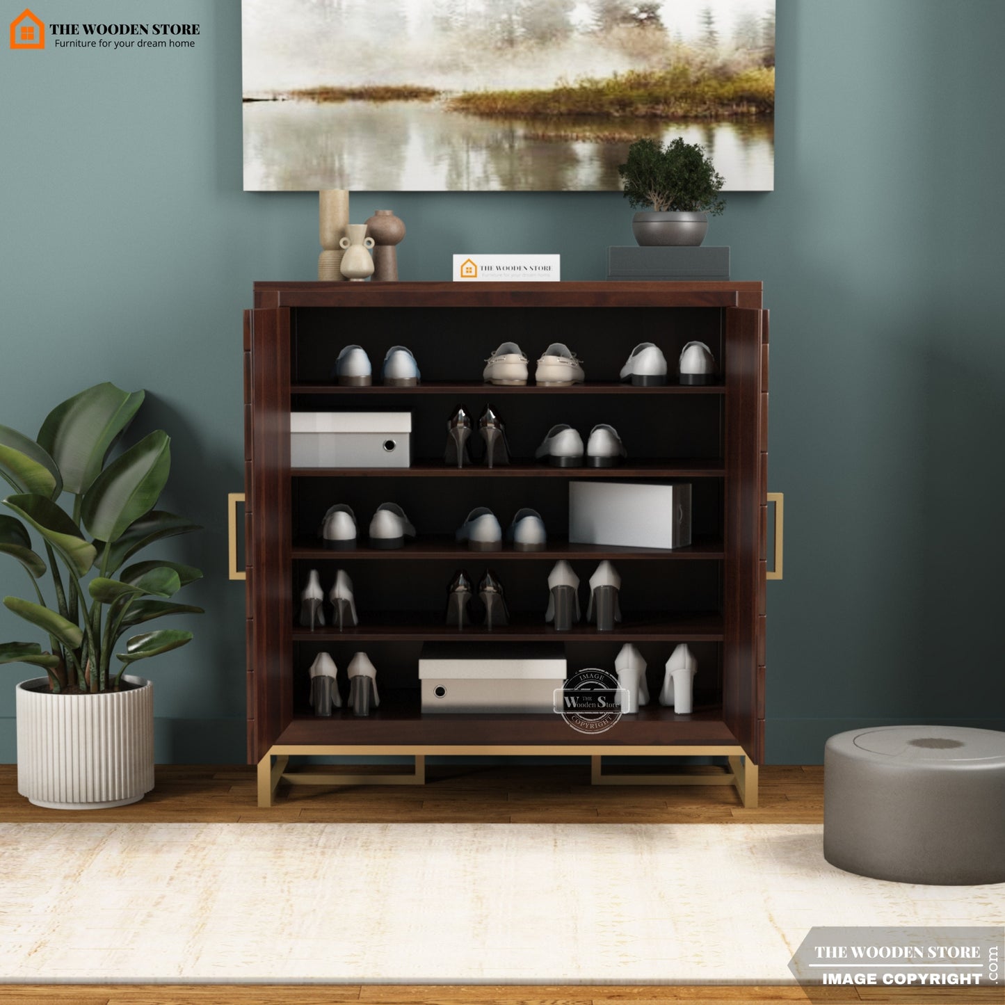 Gaze Shoe Rack (Walnut Finish)