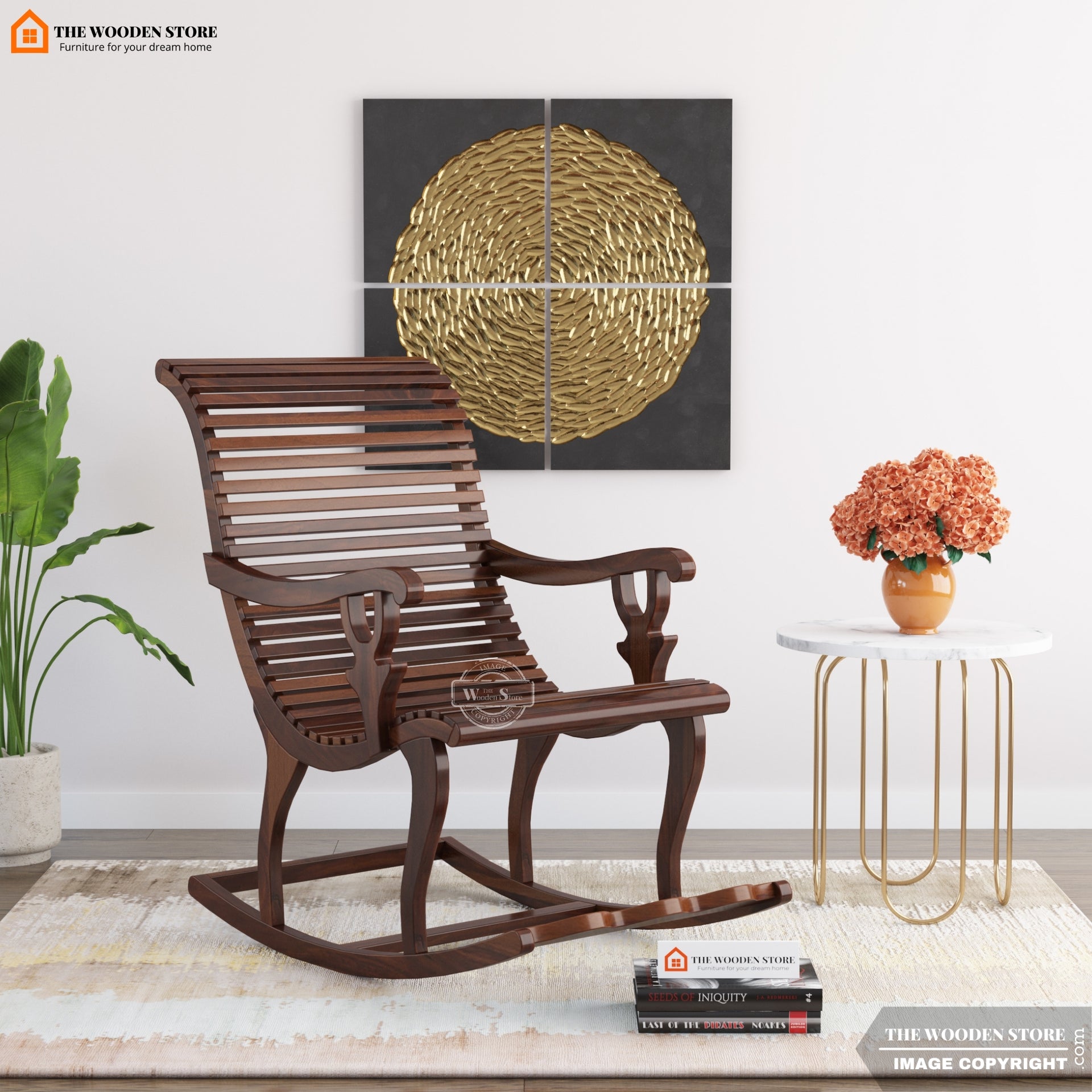 Aiden Rocking Chair (Walnut Finish)