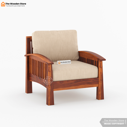 Olympia 3+1+1 Wooden Sofa Set (Honey Finish)